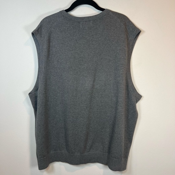 Lands' End Mens V-Neck Sweater Vest Shirt Gray Fine Gauge Supima Cotton Size XXL - Picture 2 of 10